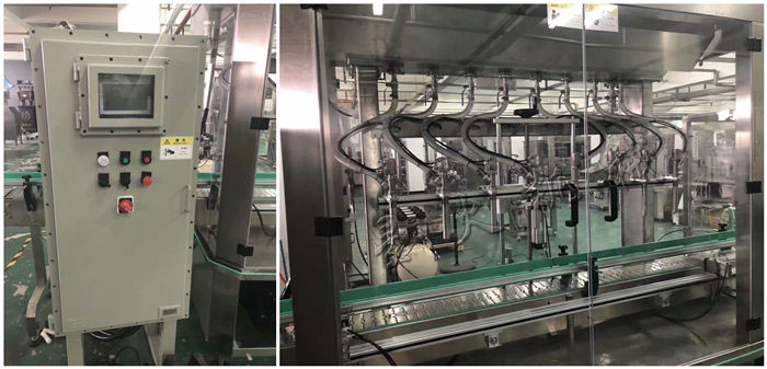 星火车间实景-化工液体灌装流水线-液体化学试剂灌装生产线全线细节展示